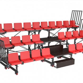 Трибуна телескопическая 3-х рядная на 26 мест (Авангард) - SPORTSMAN завод спортивного инвентаря VASIL