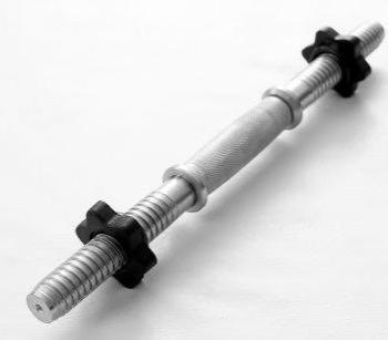 Гриф гантельный 30 мм длина 45 см 2,6 кг рифление, гайка, цвет хром IRON KING Айрон Кинг - SPORTSMAN завод спортивного инвентаря VASIL