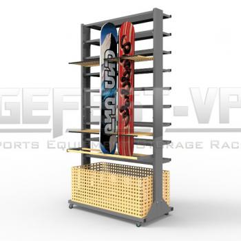 Стеллаж комбинированный – 10 для хранения сноубордов, горнолыжных ботинок и шлемов профессиональный - SPORTSMAN завод спортивного инвентаря VASIL