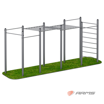 ARMS016.2 Рукоход двойной двухуровневый, 5 турников и шведская стенка для улицы ARWOK016.2 УЗСИ ARMS Armssport - SPORTSMAN завод спортивного инвентаря VASIL