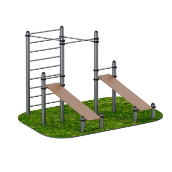 Комплекс уличный из 2 скамеек для пресса и трех турников Sabirgym SGWOK020.4 - SPORTSMAN завод спортивного инвентаря VASIL