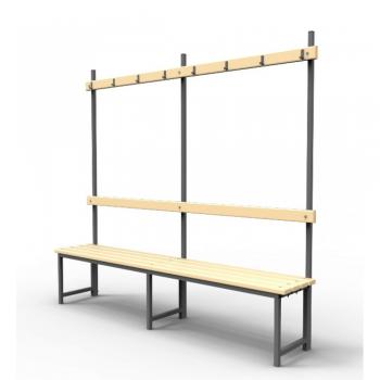 Скамейка для раздевалок с вешалкой с пластиковыми рейками SRV 100/40/178 1 метр - SPORTSMAN завод спортивного инвентаря VASIL