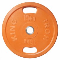 Диск обрезиненный с 2-мя хватами 15 кг оранжевый IRON KING Айрон Кинг - SPORTSMAN завод спортивного инвентаря VASIL