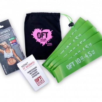 Набор из 5 мини-эспандеров одного сопротивления 10 LBS Original FitTools FT-PP10 - SPORTSMAN завод спортивного инвентаря VASIL